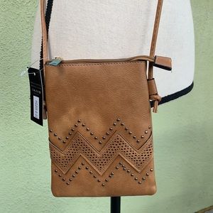 Memories small crossover bag with pocket in back for phone tan/brown super cute